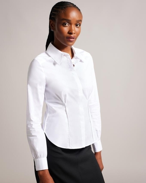 Chemises Ted Baker Seam Detail Fitted Blanche Femme | OMW-15431004